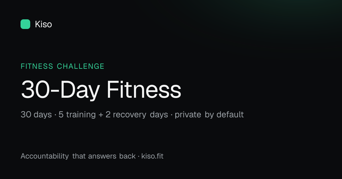 30-Day Fitness Community Tracks — 30 days, 5 training + 2 recovery days