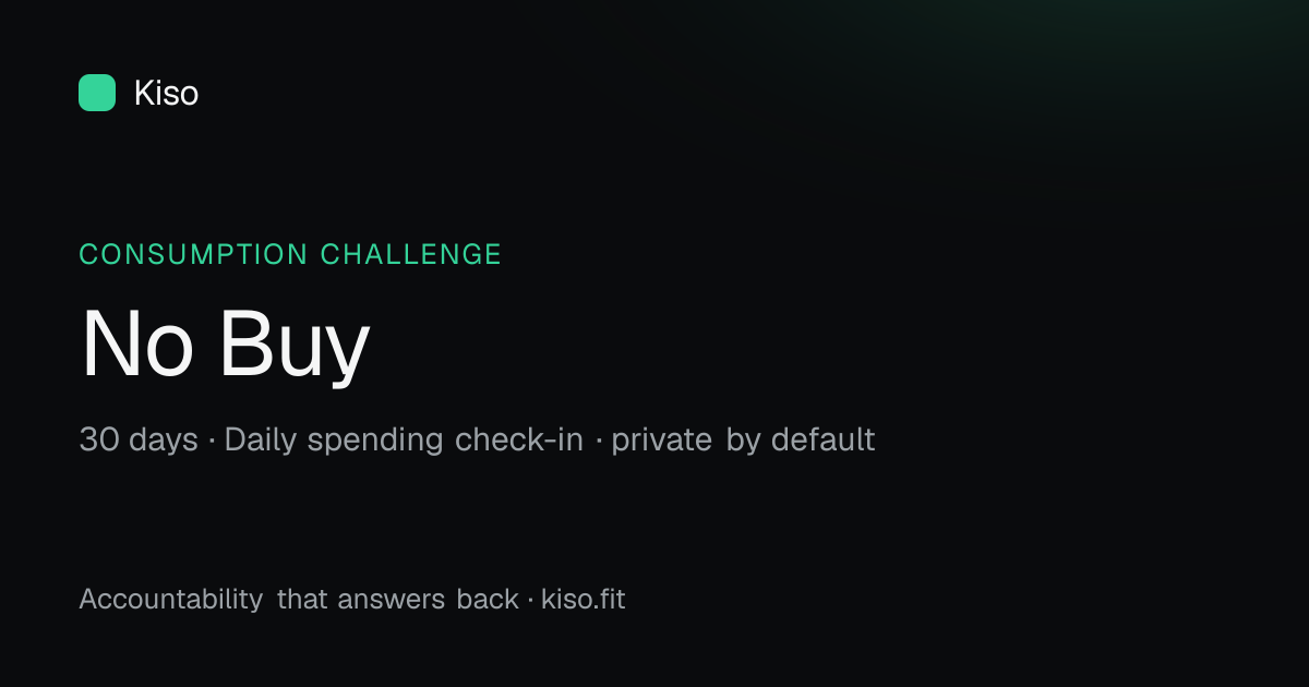 No-Buy Challenge — 30 days, Daily spending check-in
